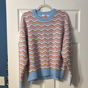 Vine & Love Colorful Chevron Knit Sweater Size L